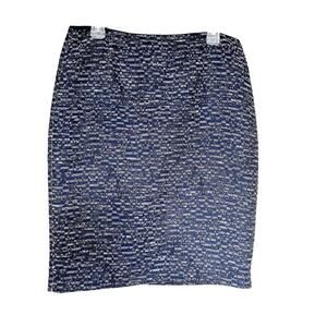 Lafayette 148 New York Classic Pencil Straight Skirt Blue Brown Women's Size 12